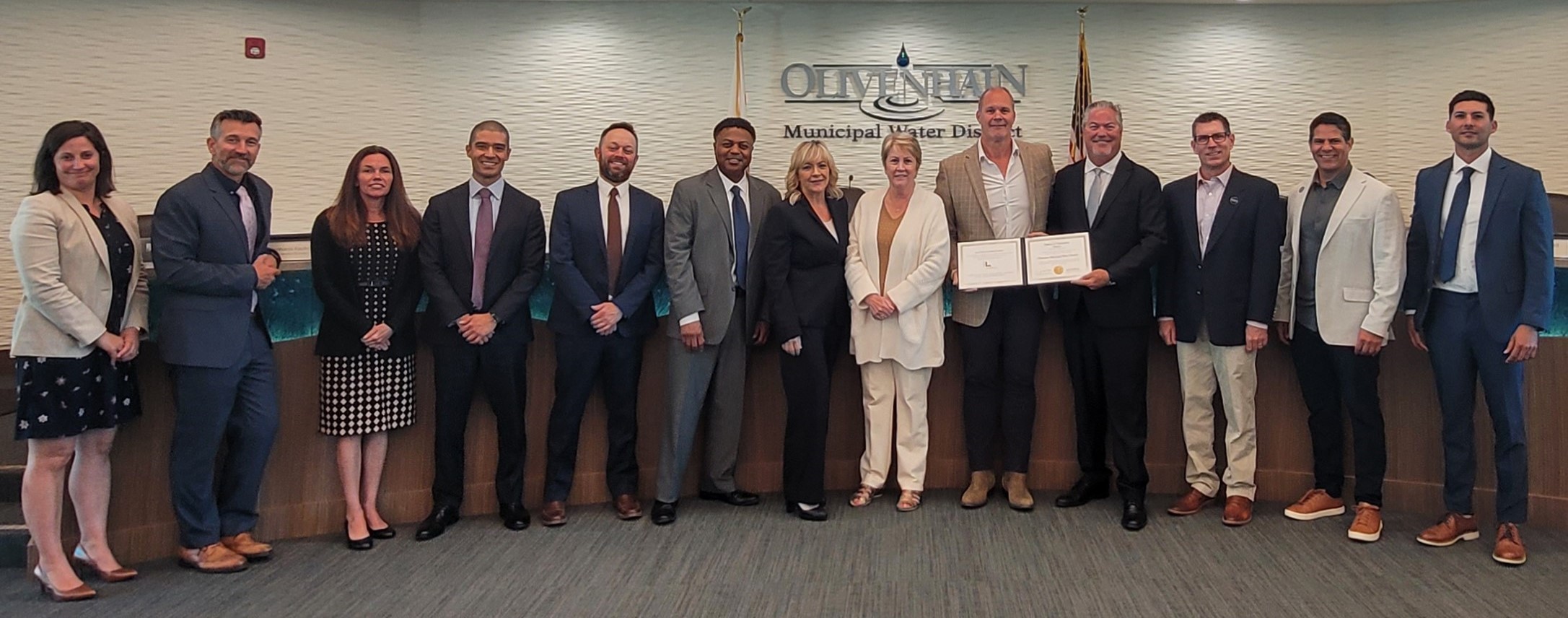 OMWD board and staff accepting district of distinction-platinum level award