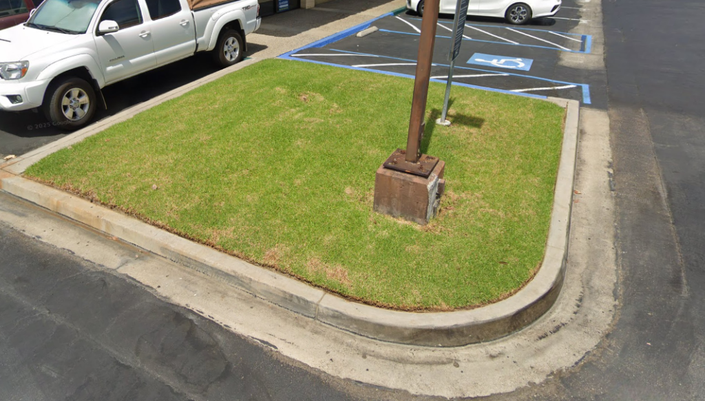 non functional turf parking lot