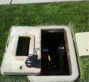 meter box with a domestic meter and fire meter inside